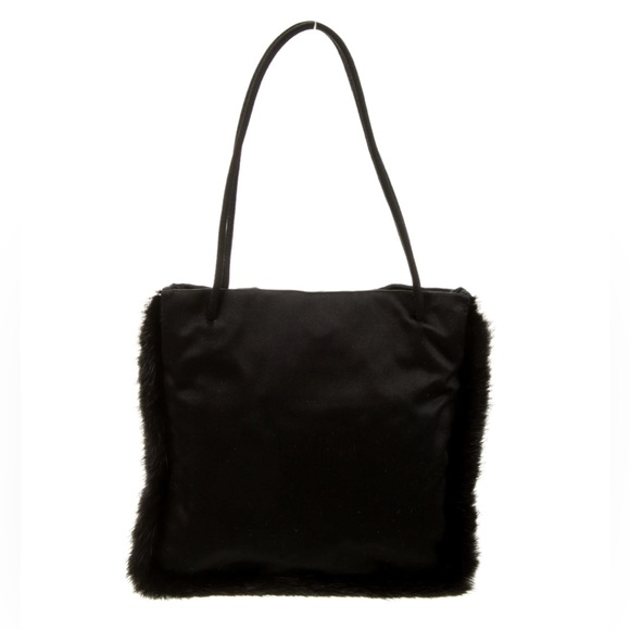 PRADA Vintage Rare Mink-Trimmed Raso Evening Bag with Magnetic Closure - Picture 2 of 5